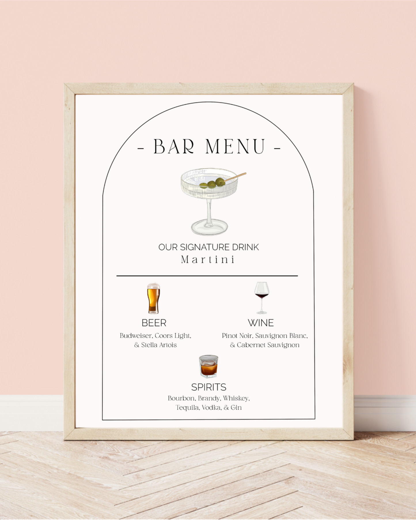 Custom Wedding Bar Menu 8x10 Digital File