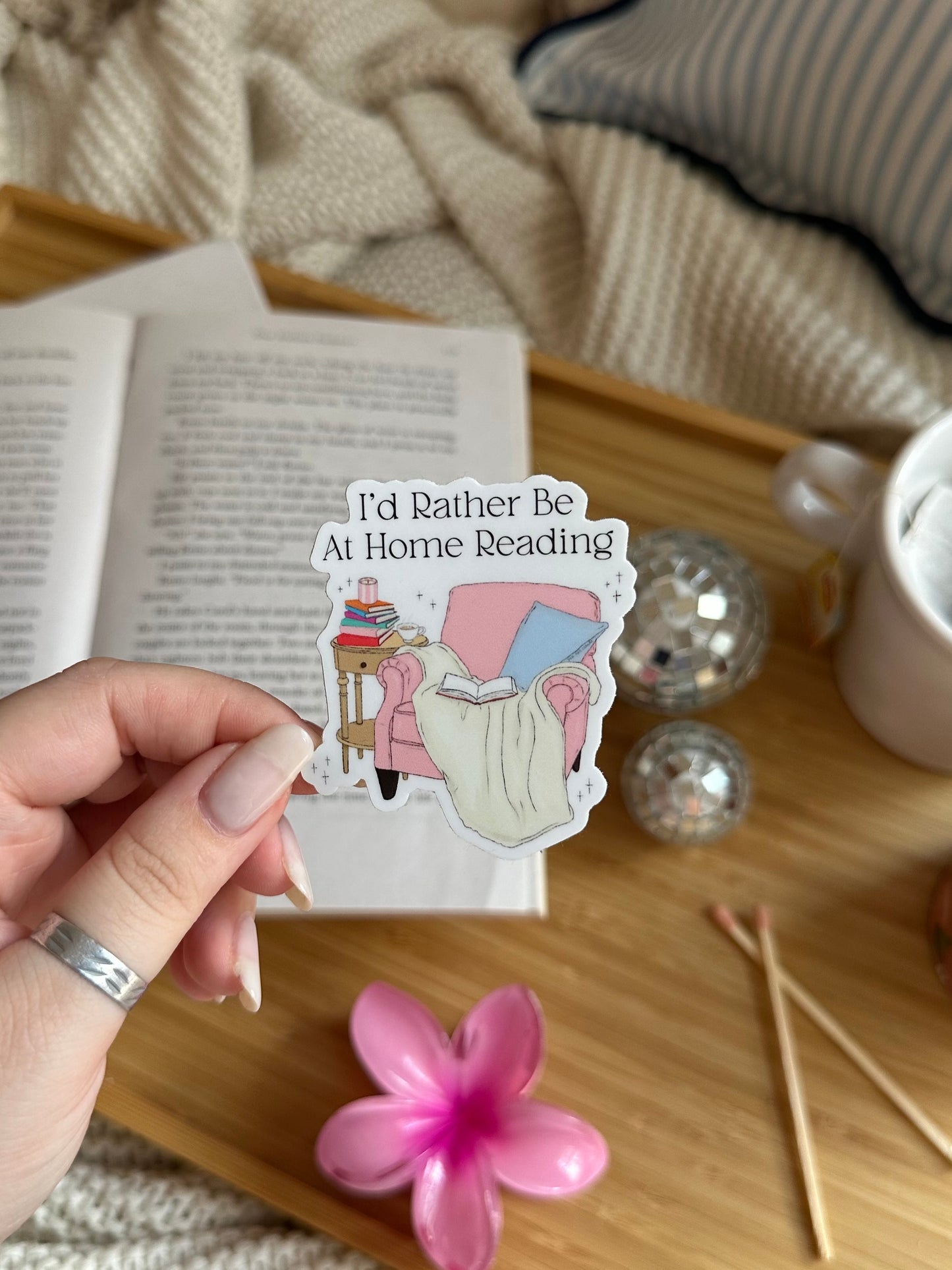 I'd Rather Be At Home Reading Sticker