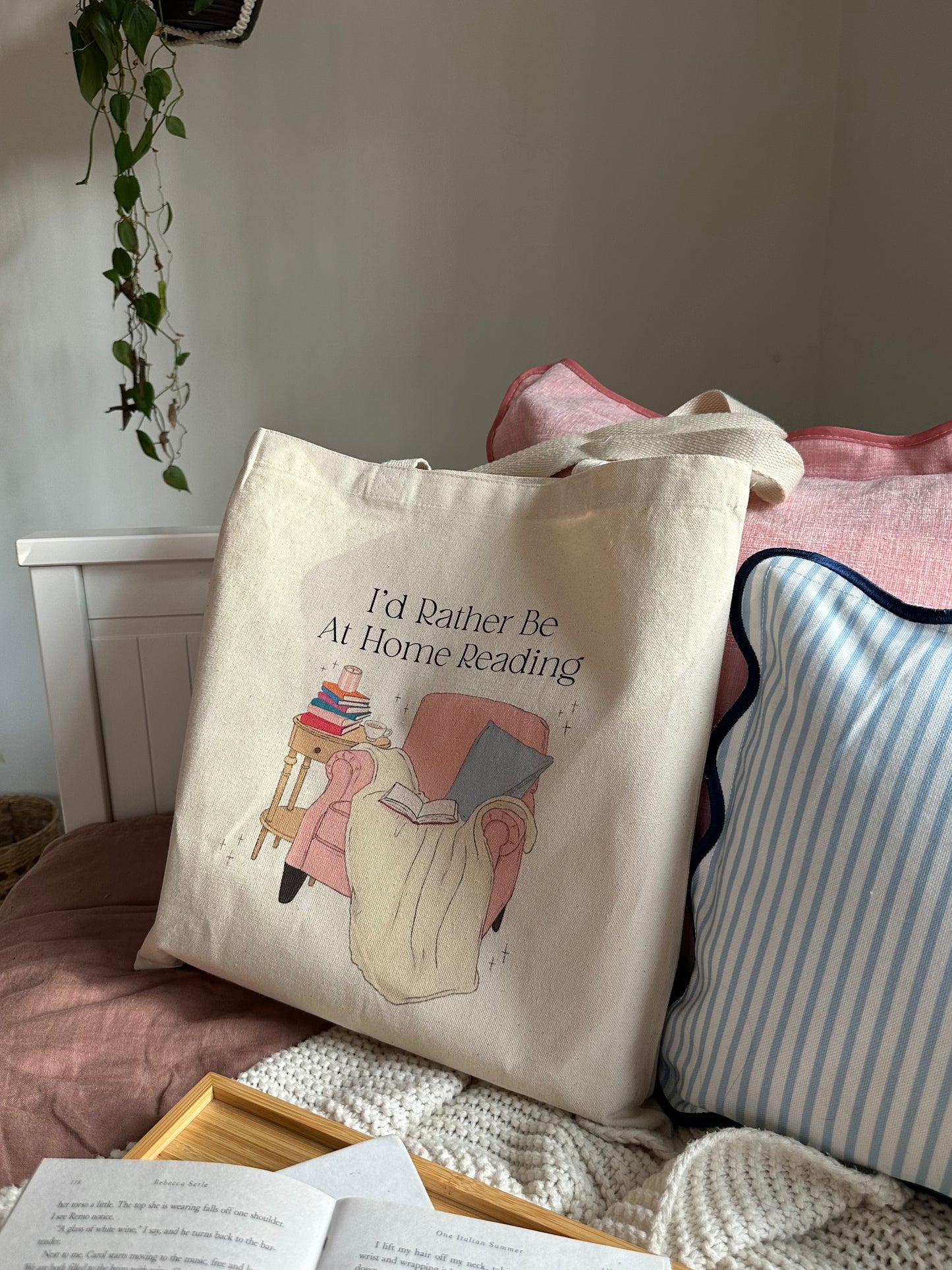 I'd Rather Be At Home Reading Tote