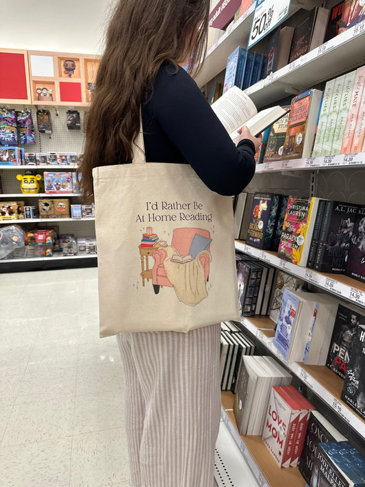I'd Rather Be At Home Reading Tote