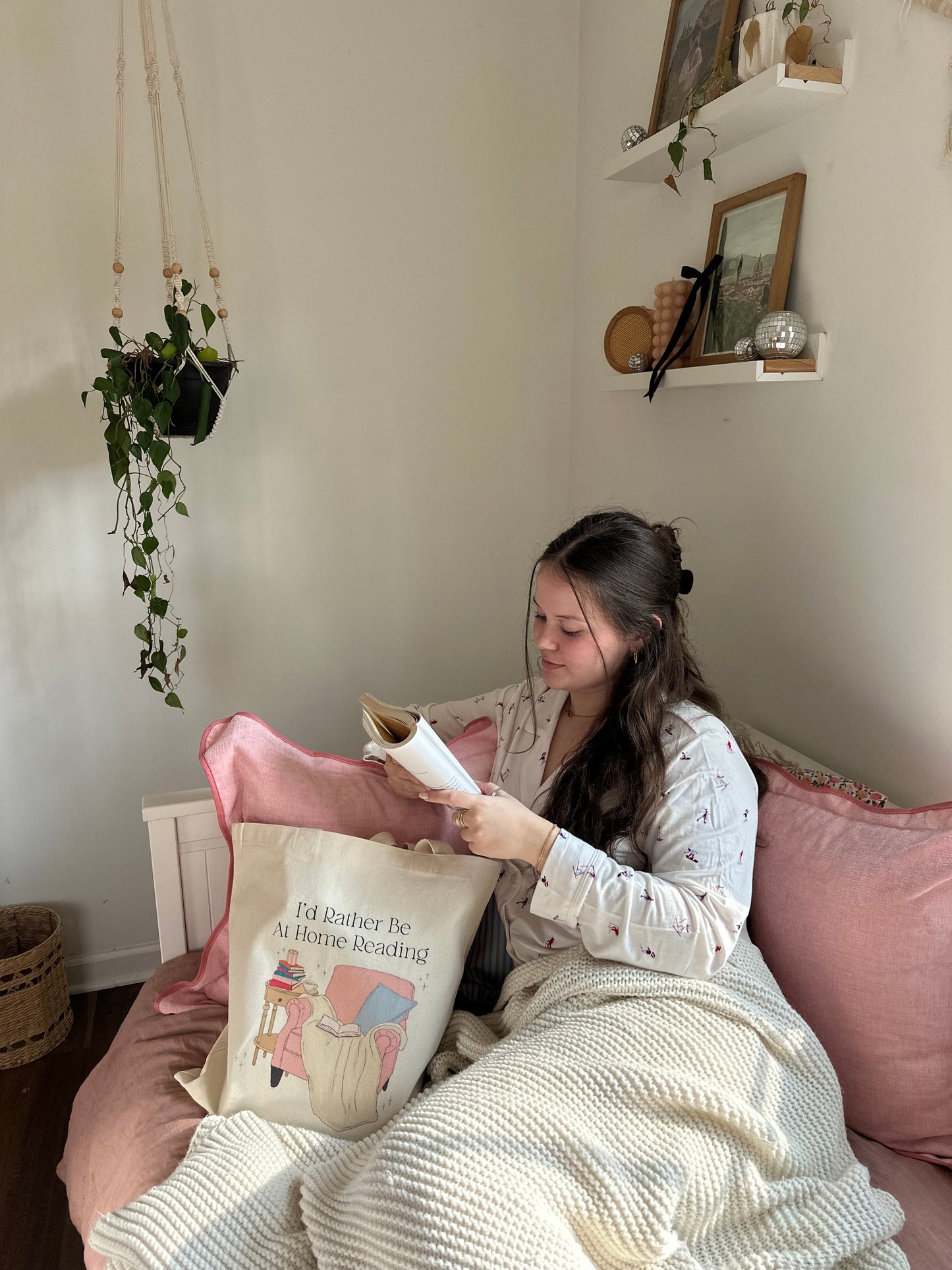 I'd Rather Be At Home Reading Tote