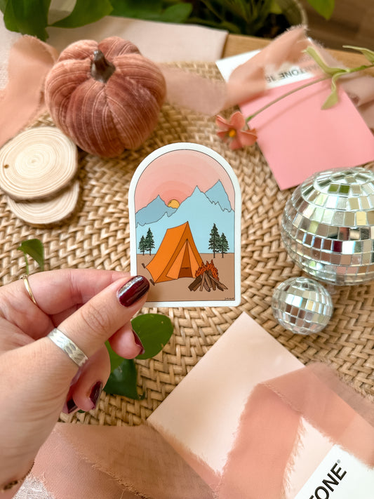 Camping Scene Sticker