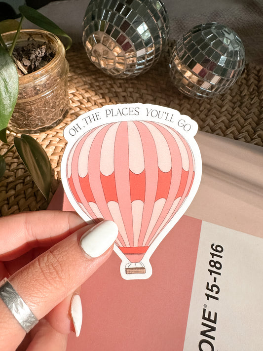 'Oh, The Places You'll Go' Hot Air Balloon Sticker