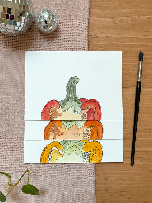 Bell Pepper Trio 5x7 Original Paintings