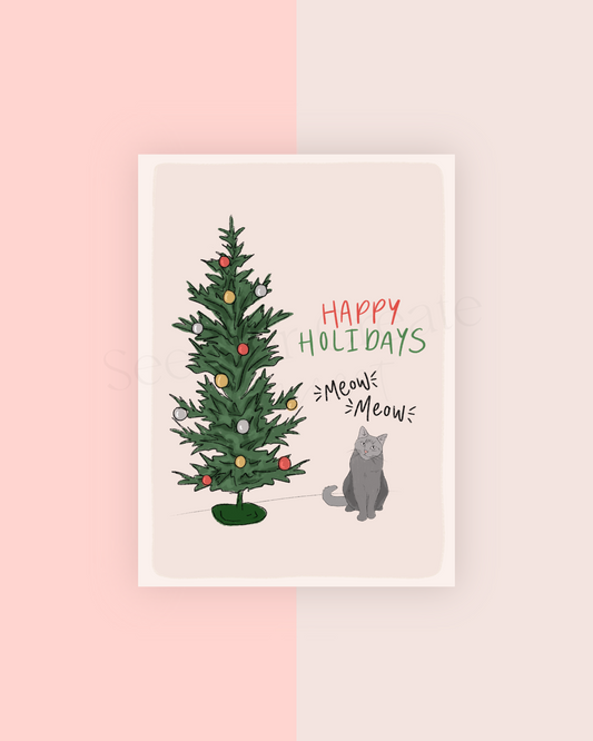 Cat - Happy Holidays | A7 Card Download