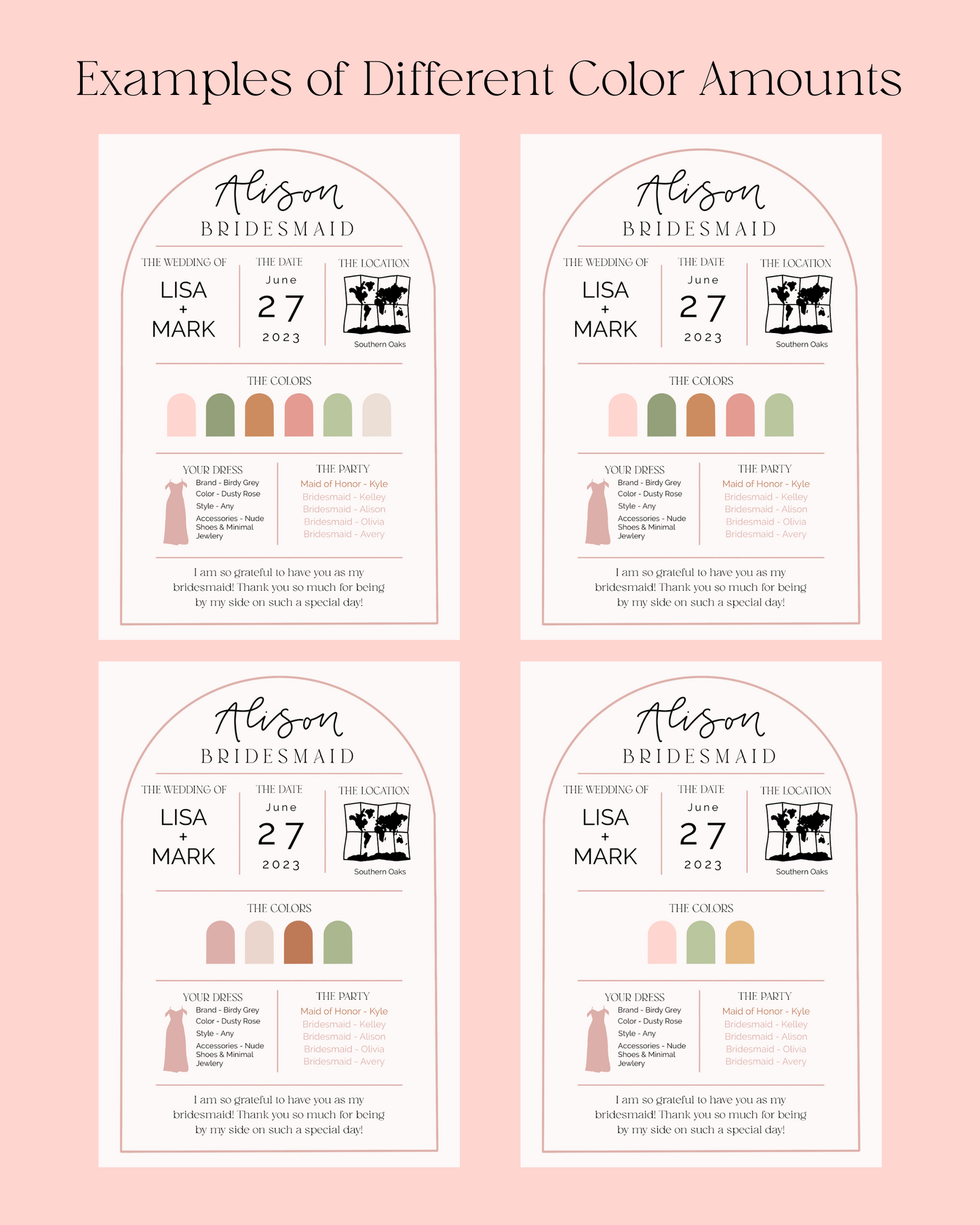 Custom Bridesmaid's Info Card - 5x7 Digital File