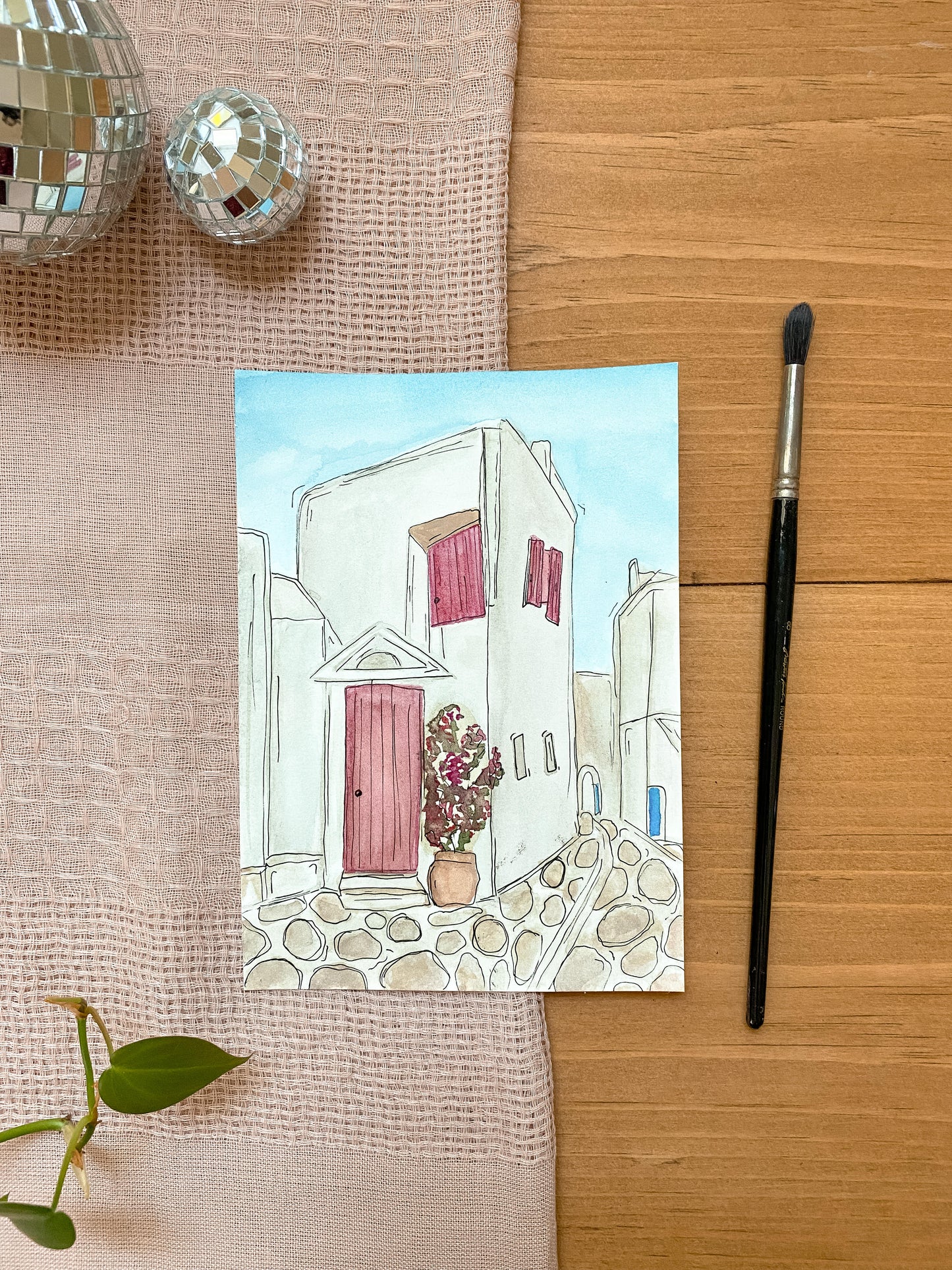 Paros, Greece 5x7 Original Painting